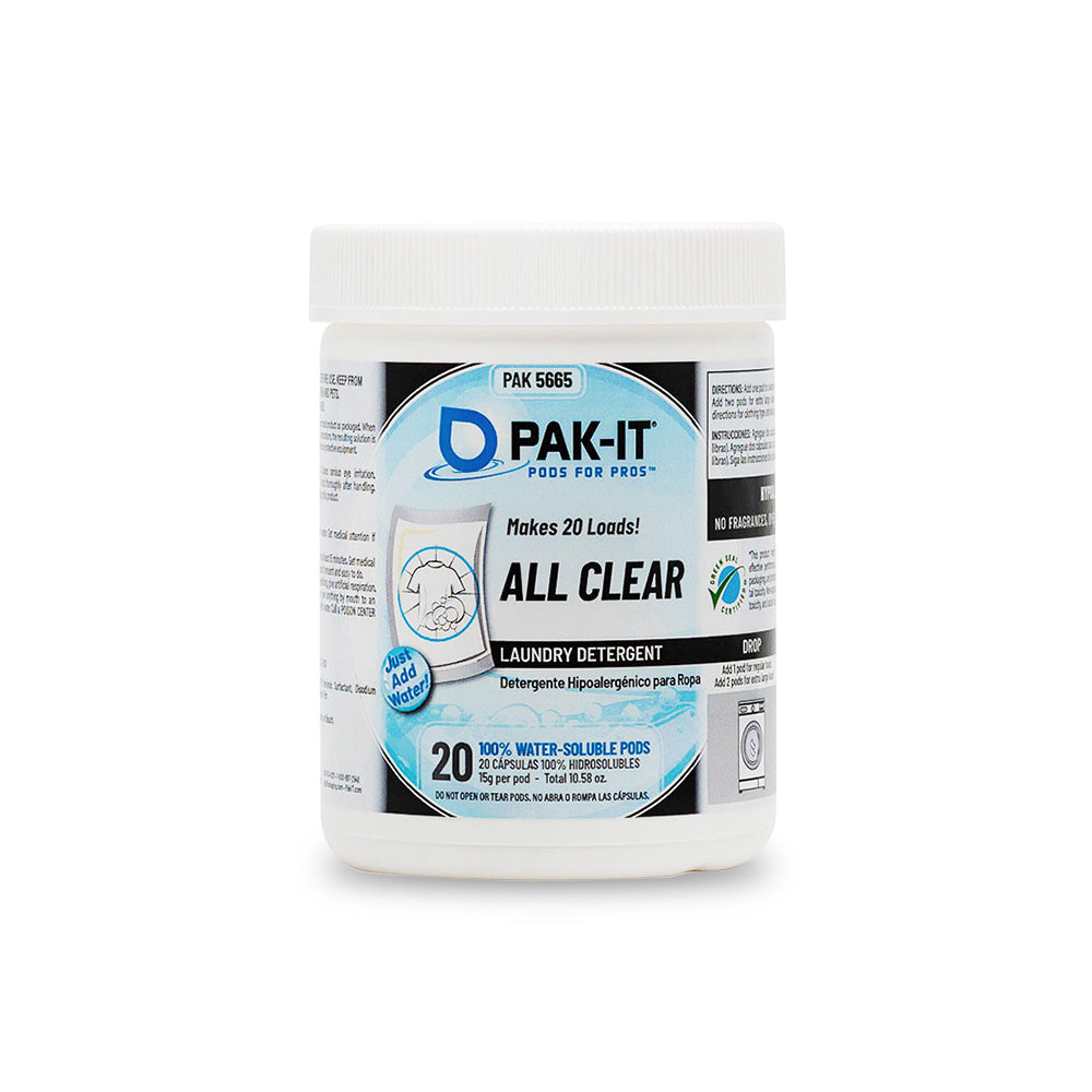 PAK-IT® All Clear Laundry Detergent-laundry detergent-20ct Jar-Individual-PAK-IT - Pods for Pros®