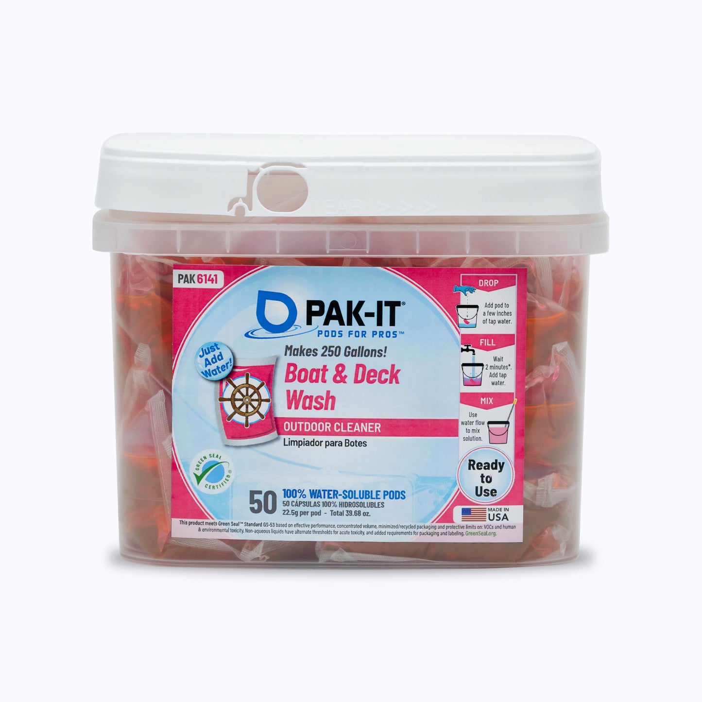 PAK-IT® Boat & Deck Wash-vehicle wash-50ct Tub-Individual-PAK-IT - Pods for Pros®