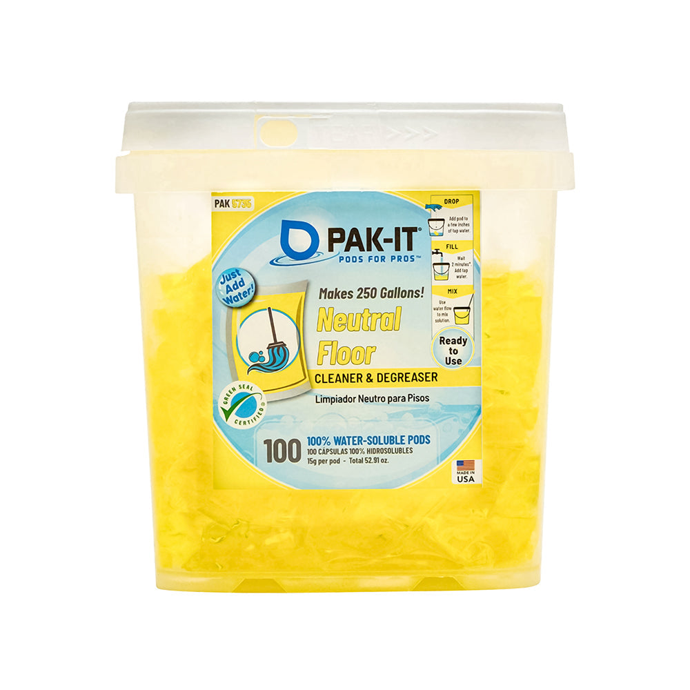 PAK-IT® Neutral Floor Cleaner-floor cleaner-100ct Tub-Individual-PAK-IT - Pods for Pros®