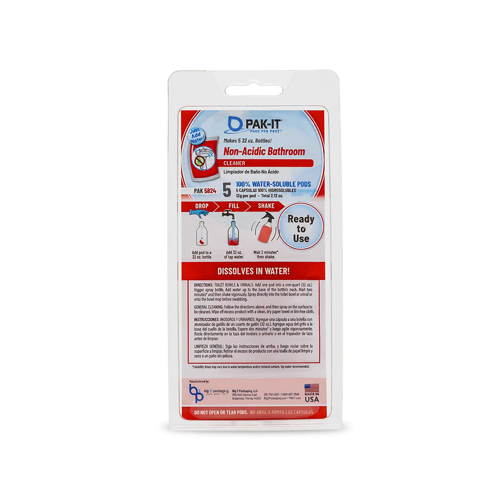 PAK-IT® Non-Acidic Bathroom Cleaner-bathroom cleaner-5ct Clamshell-Individual-PAK-IT - Pods for Pros®