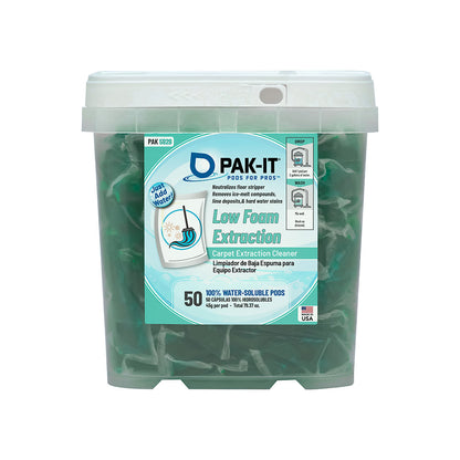 PAK-IT® Low Foam Extraction Cleaner-carpet cleaner-100ct Tub-Individual-PAK-IT - Pods for Pros®