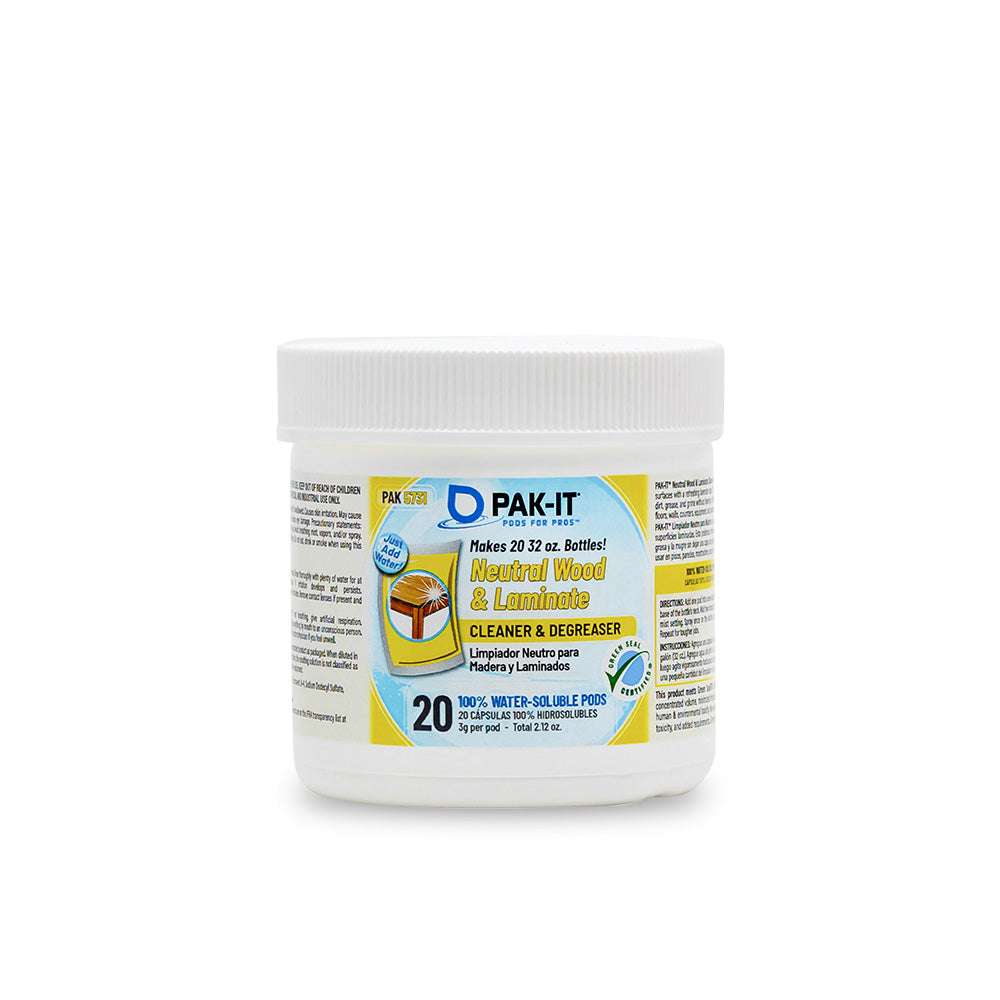 PAK-IT® Neutral Wood & Laminate Cleaner-surface cleaner-20ct Jar-Individual-PAK-IT - Pods for Pros®